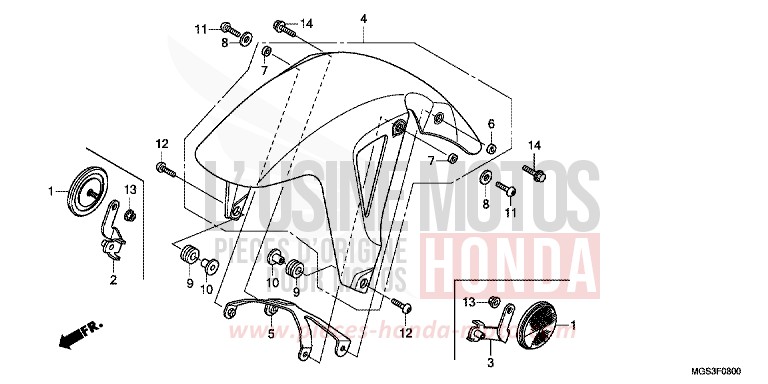 KOTFLUEGEL, VORNE von NC700X Schaltgetriebe MAGNA RED (R201) von 2013